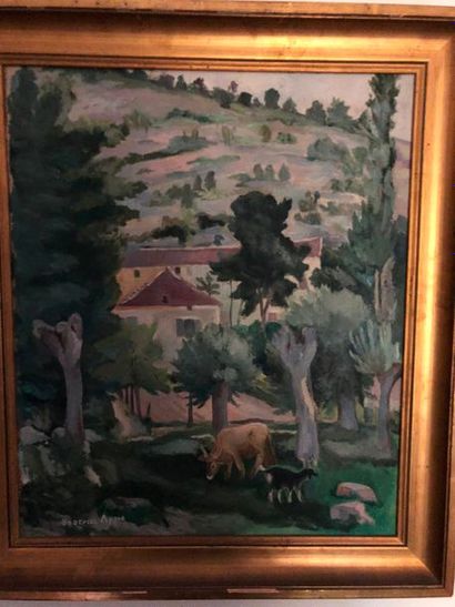 null Huile sur toile, Paysage signé en bas à droite