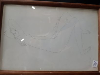 null Idel IANCHELEVICI (1909-1994) "Jeune Fille nue", dessin à l'encre noire, signé...