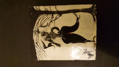 null ZINGG (XX) "Femme à l'oiseau", huile sur panneau, signée en bas à gauche. 9,5...