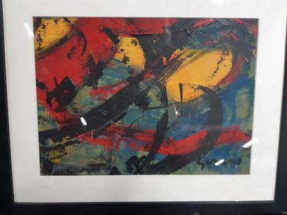 null Lydie GERARD (1920-2008) "Composition", huile sur toile, signée en bas à gauche....