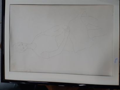 null Idel IANCHELEVICI (1909-1994) "Jeune Fille assise", dessin au crayon, signé...