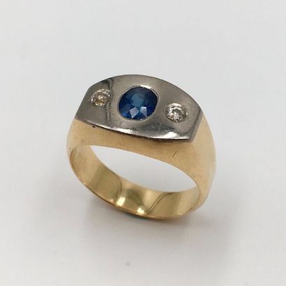 null BAGUE chevalière en platine (min. 800 millièmes) et or jaune (750 millièmes)...