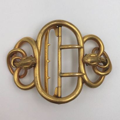 null Importante BOUCLE DE CEINTURE «  deux serpents  » en métal doré. Vers 1900.

Epoque...