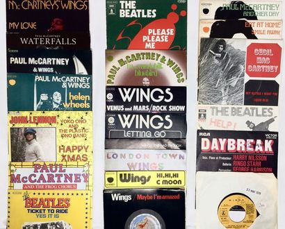 POP ROCK Lot de 29x 7“ des Beatles et groupes affiliés. Set of 29x 7“ of The Beatles...