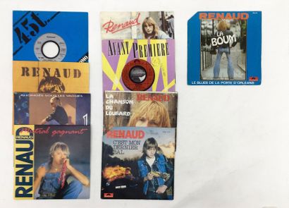 CHANSON FRANCAISE Lot de 6 disques 33T et 9x 7“ de Renaud. Set of 9 Lps and 9x 7“...