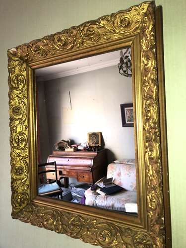 null Miroir en bois et stuc doré