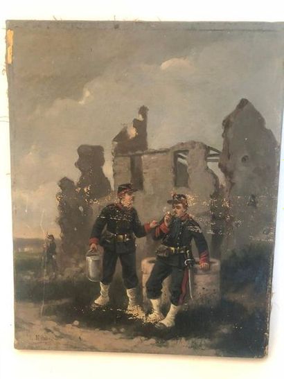 null Ecole française du XIXème siècle

Le repos des soldats

Huile sur toile, portant...