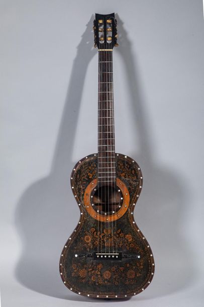 null Guitare anglaise faite en 1831 portant l'étiquette "Preston Novelo"

Caisse...