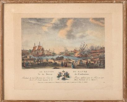 null Lot of five Garneray engravings representing the ports of France: -Saint Valery...