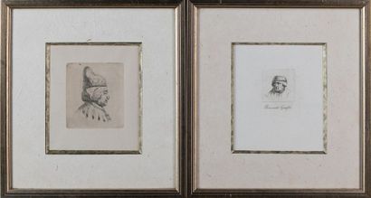 null A set of 40 engravings representing studies and portraits of famous Italian...