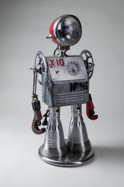 null Léo FACTORY "Robot" Upcycling, H65cm.(X10) Un certificat sera remis a l'acq...
