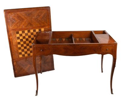 Game table, in veneer wood, two drawers,...