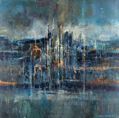 null EDGAR MORINEAU "The Cathedral" Acrylic ST, SBD, titled and dated on the back,...