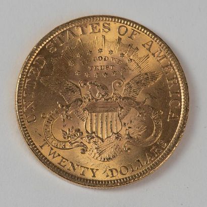  Une pièce en or de 20 dollars américain 1897 . Poids: 33,44 grammes.