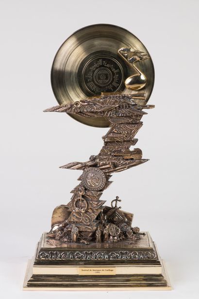 Edgar MORINEAU Trophy in polished bronze,...