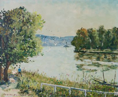 null Jacques BOUYSSOU 1926-1997 "The Seine in the Ile de France" HST, SBG, 64x65cm...