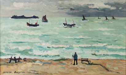 null Jacques BOUYSSOU 1926-1997 "Saint Malo oct 1961" HST, SBG, titled and dated...