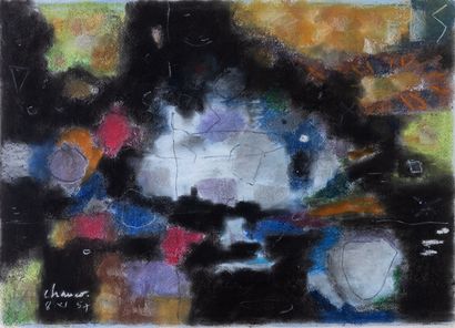 null CHANCO "Abstract composition" pastel, SBG and dated 08/11/57, 37x51 cm