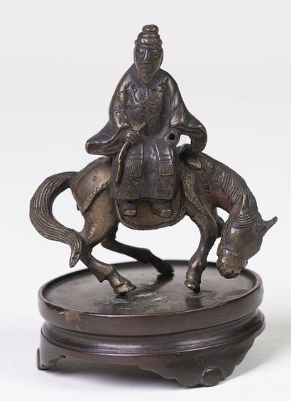 null Bronze statuette on base, TOBA rider, H 11 cm