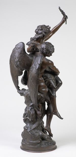 null Mathurin MOREAU "Allegorical sculpture" bronze, SBD, H96.6cm, L39.5cm, Prof37.5cm....