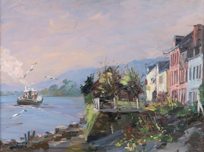 null Jean QUEMERE "La Seine à Duclair" HST, SBG, 61x46cm