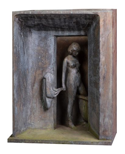 null André BARELIER "Femme sortant du bain" en bronze, signé en haut à droite au...