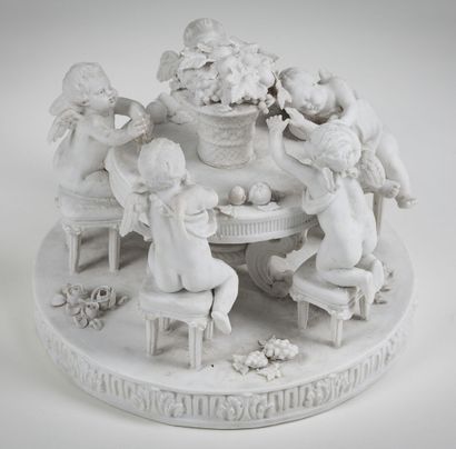 Group representing young putti at table /...