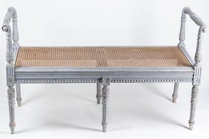 null Louis XVI style caned bench, tapered legs