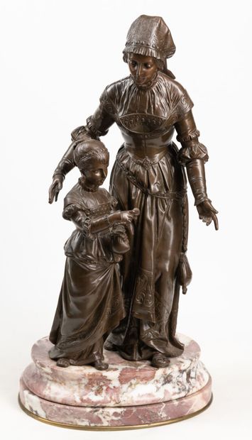  Anatolle Jean GUILLOT "La mendicité" bronze, fondeur BERNOUX, H 51cm