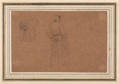 null Alexandre DUBOURG "Etude, dessin" signed on the back, drawing on cardboard,...