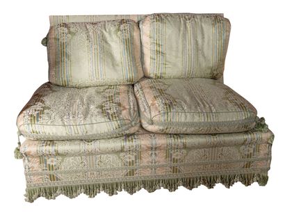 Pair of two sofas in damask fabric with flowers...