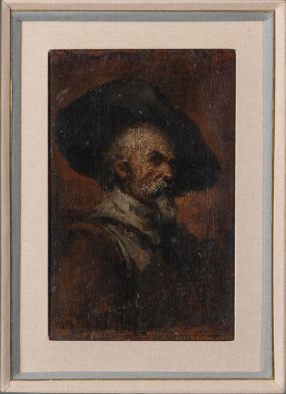  Attributed to Henry COND'AMIN "Portrait of a gentleman" painting on panel, 16,5...