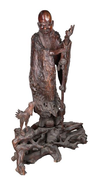  Large root sculpture representing Shou Lao, one of the eight Taoist immortals and...