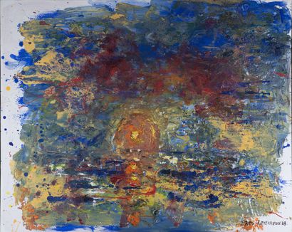 null Frederic LETERREUX "Estuary sunset 2018" HST, SBD, 100x81cm