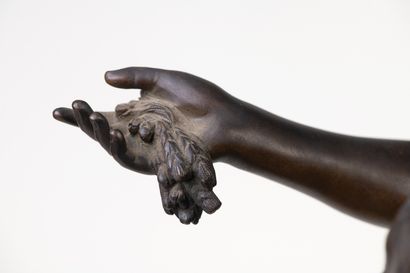 null Mathurin MOREAU (1822-1912) "Sculpture allégorique" bronze, SBD, H96.6cm, L39.5cm,...