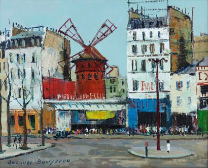 null Jacques BOUYSSOU "Le moulin rouge" HST, SBG, 41x33cm