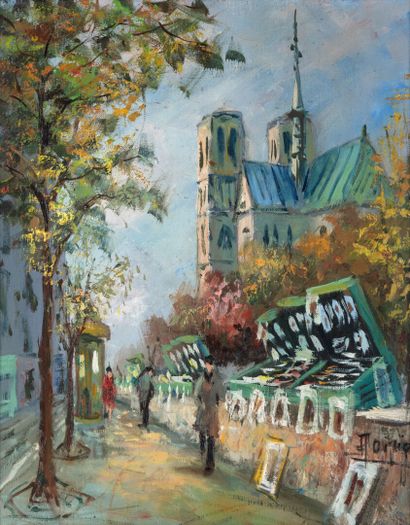 null Pierre POIRIER 1926 "Notre Dame de Paris" HST, SBD, 33x41cm