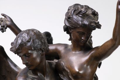  Mathurin MOREAU (1822-1912) "Sculpture allégorique" bronze, SBD, H96.6cm, L39.5cm,...