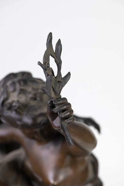 null Mathurin MOREAU (1822-1912) "Sculpture allégorique" bronze, SBD, H96.6cm, L39.5cm,...