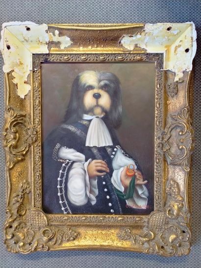 null "Portrait de chien à la collerette" XXeme procédé, 29,5x40cm.