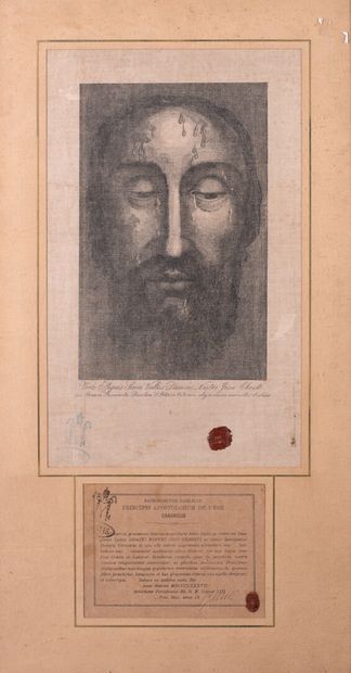null Portrait de Jésus "SACROSANCTAE BASILICAE, PRINCIPIS APOSTOLORUM DE URBE" avec...
