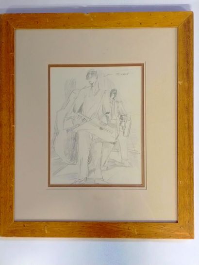 null Jean FAUBERT "L'orchestre" crayon, SHD, 27.5x21.5cm