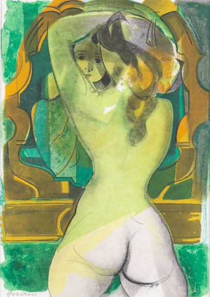 null Camillle HILAIRE "Femme au miroir" lithographie, SBG, 36x25.5cm