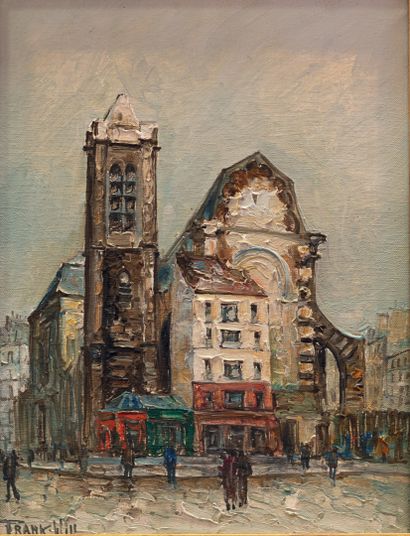 null Franck WILL 1900-1951 "Quartier animé" HST, SBG, 35x27cm