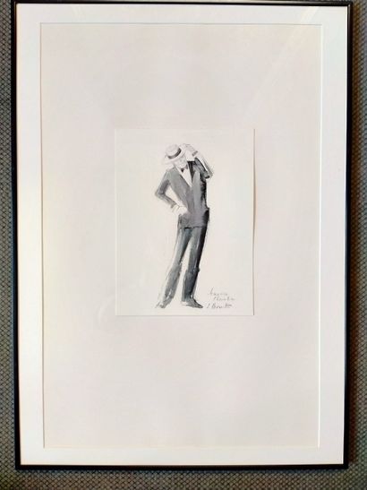null Simonne L HERMITTE "Maurice Chevalier" dessin aquarellé, originaux de l'exposition...