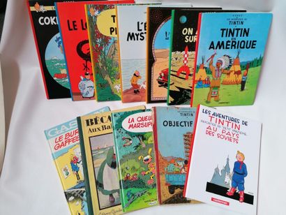 null Un ensemble de BD composé de 8 Tintin, 1 Becassine, 1 Gaston la gaffe et 1 ...