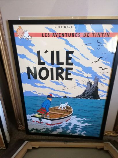 null Affiche Tintin "L'ile Noire" encadré