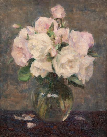 null Georges BINET 1865-1949 "Bouquet de fleurs" HST, SBG, 41x33cm
