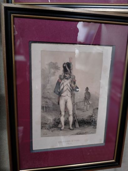 null CHARLET, 3 gravures XIXe signées sur le thème des soldats de Napoléon I