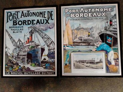  P. Louis CAZAUBON, Ensemble de deux affiches du port autonome de Bordeaux 1931 50x...